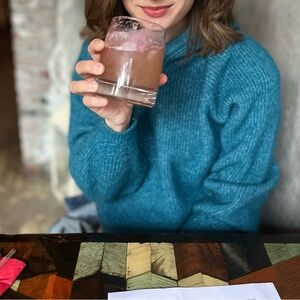 Sezane teal knit sweater hoodie